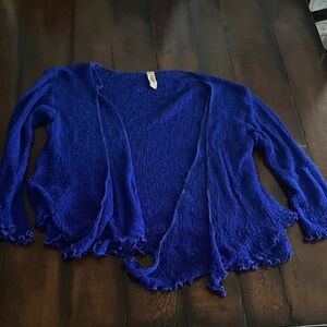 Women's Blue Open-Front Sweater